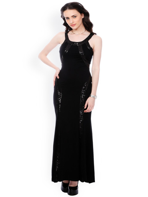

SCORPIUS Women Black Embellished Maxi Dress