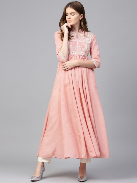 

W Women Pink Yoke Design Anarkali Kurta