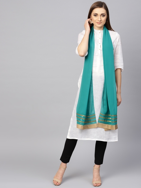 

WISHFUL by W Green Solid Dupatta