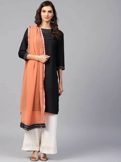 

W Orange Solid Dupatta