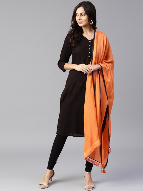 

W Orange Solid Dupatta