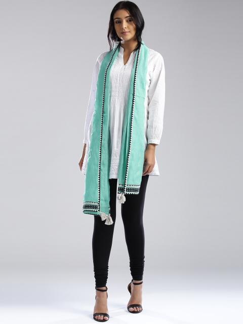 

W Sea Green Solid Dupatta