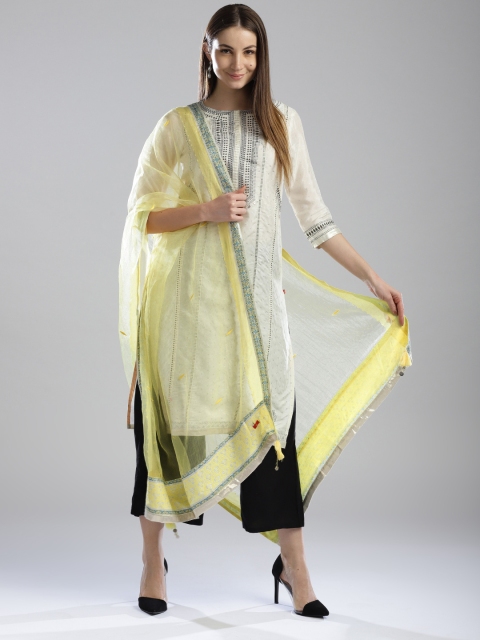 

W Yellow Embroidered Dupatta
