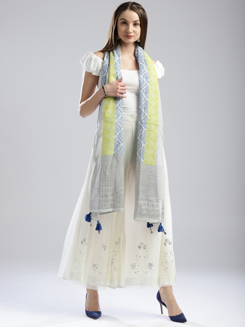 

W Blue & Off-White Printed Dupatta