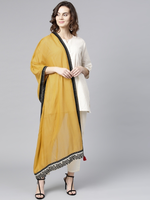 

W Mustard Solid Dupatta