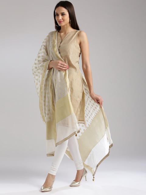 

W Beige Woven Design Dupatta