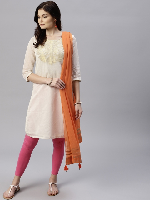 

W Orange Solid Dupatta