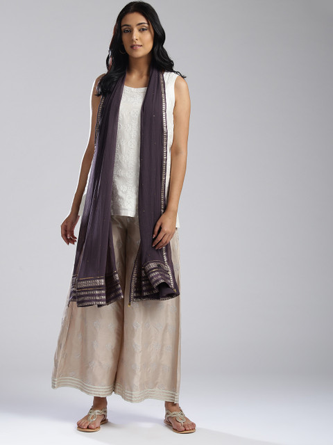 

WISHFUL by W Purple Solid Dupatta