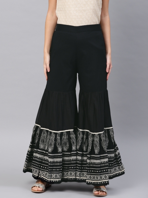 

W Women Black & White Printed Wide Leg Sharara