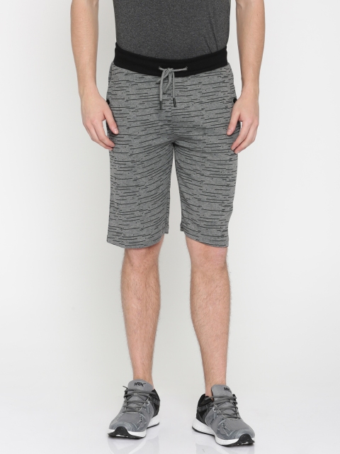 

Proline Active Men Grey & Black Striped Regular Fit Sports Shorts