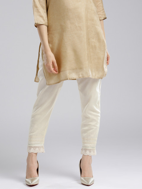 

W Women Beige Solid Trousers