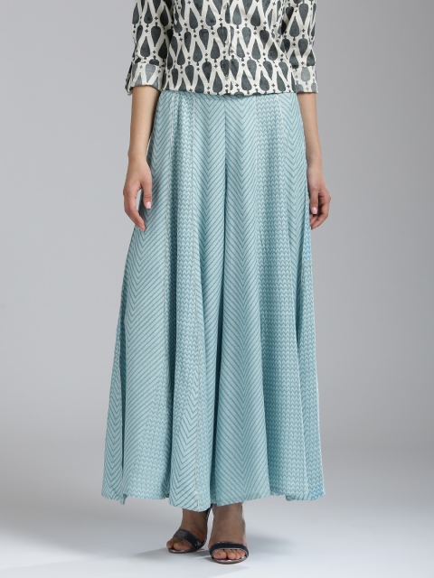 

W Women Blue Printed Flared Palazzos