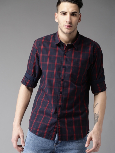 

Moda Rapido Men Red & Navy Blue Regular Fit Checked Casual Shirt