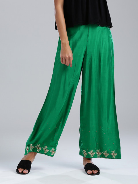 

WISHFUL by W Women Green Solid WISHFUL by Wide Leg Palazzos