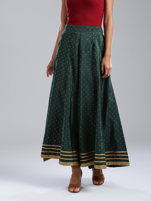 

WISHFUL by WWomen Green Printed Flared Palazzos