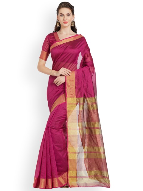 

Silk Bazar Magenta Printed Silk Cotton Saree