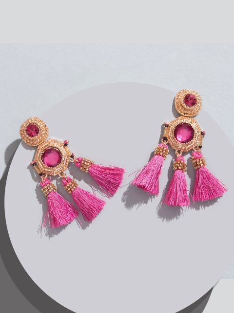 

Pipa Bella Pink & Gold-Toned Contemporary Drop Earrings