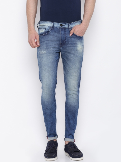 

Pepe Jeans Men Blue Chinox Slim Fit Low-Rise Low Distress Stretchable Jeans