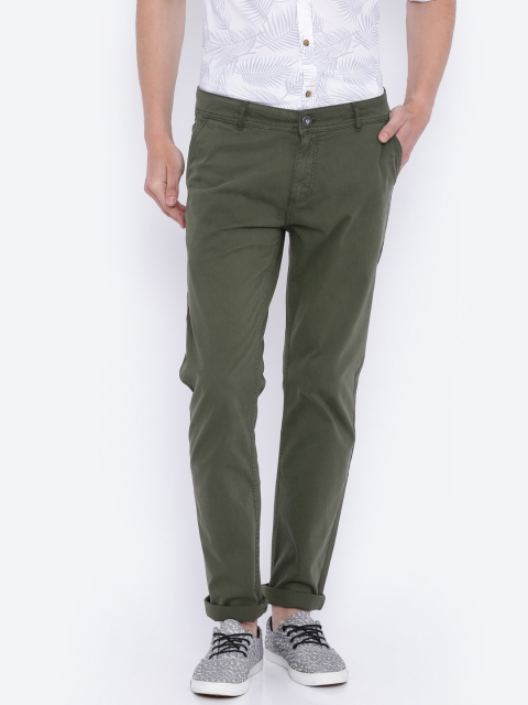 

Pepe Jeans Men Olive Green Slim Fit Solid Chinos