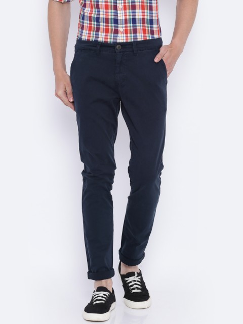 

Pepe Jeans Men Navy Blue Slim Fit Solid Chinos