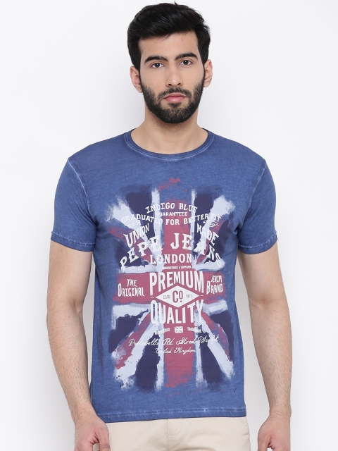 

Pepe Jeans Men Blue Printed Round Neck T-shirt