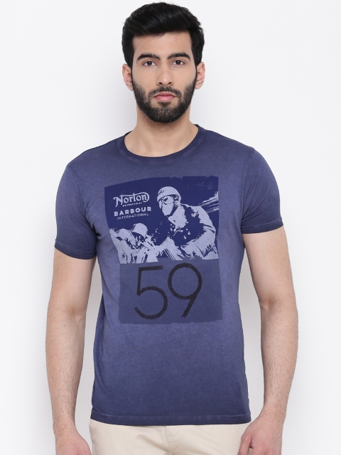 

Pepe Jeans Men Navy Printed Round Neck T-shirt, Navy blue