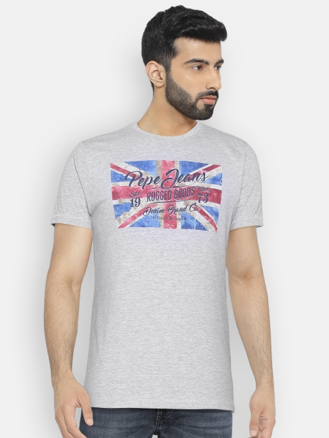 

Pepe Jeans Men Grey Printed Round Neck T-shirt