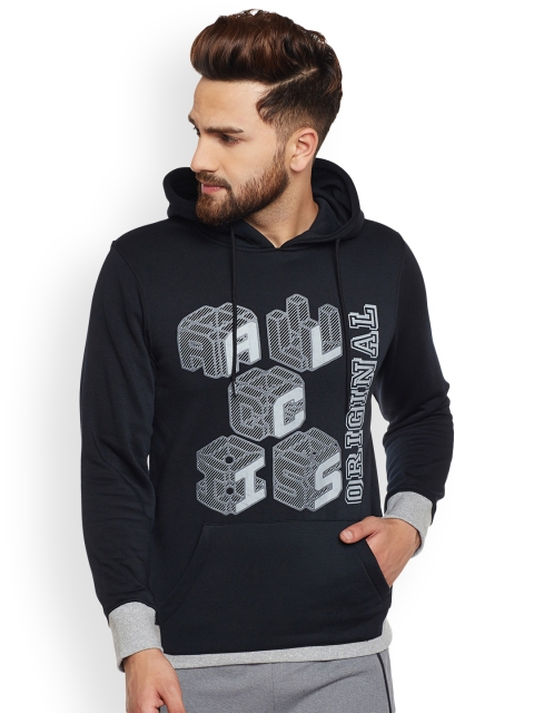 

Alcis Men Black Printed Hooded Sweatshirt