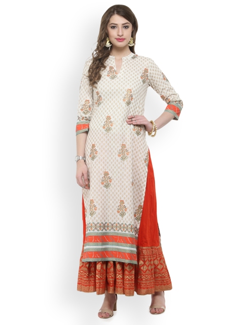 

Varanga Women Off-White Printed Kurta with Skirt