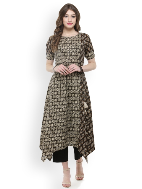 

Varanga Women Beige & Brown Printed Kurta with Trousers