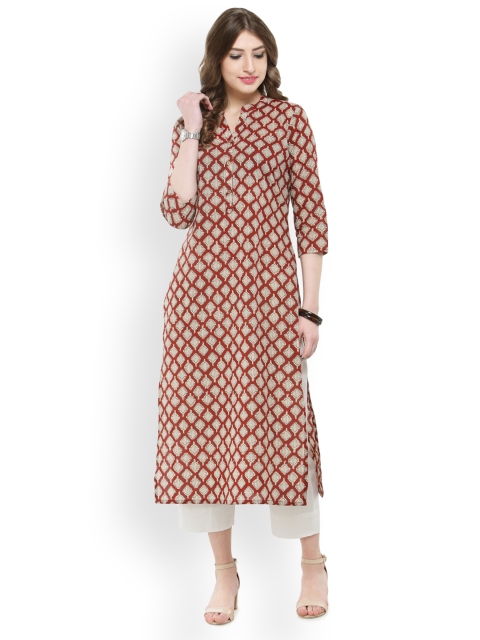 

Varanga Women Rust Printed Kurta with Trousers