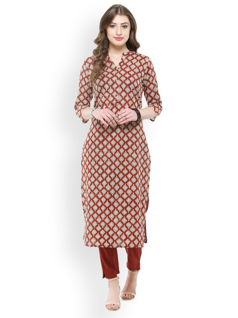 

Varanga Women Rust Printed Kurta with Trousers