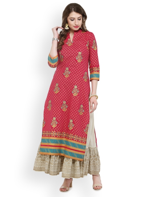 

Varanga Women Pink Printed Kurta with Skirt