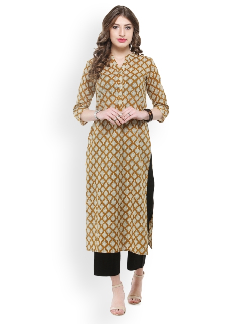 

Varanga Women Mustard & Black Printed Kurta with Trousers