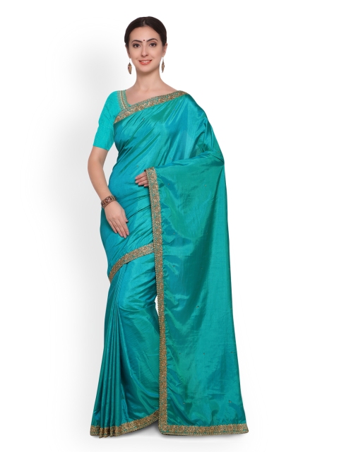 

Saree mall Sea Green Embellished Silk Blend Saree