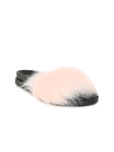 

FOREVER 21 Women Pink Faux Fur Flats