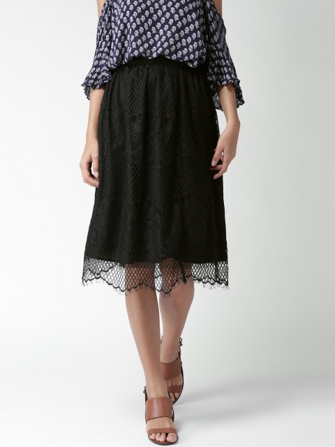 

FOREVER 21 Black Lace A-Line Skirt