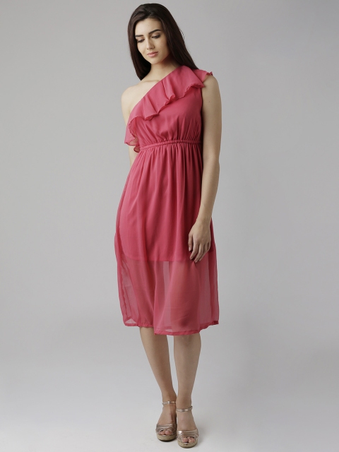 

Miss Chase Women Pink Solid A-Line Dress