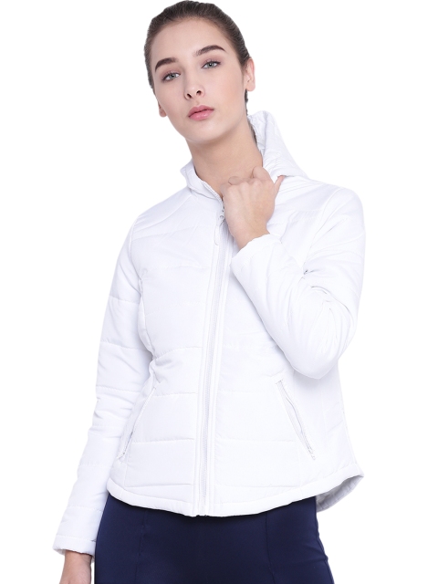 

Alcis Women White Solid Hooded Quilted Jacket