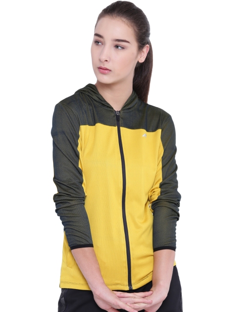 

Alcis Women Yellow & Grey Colourblocked Hooded Sporty Jacket