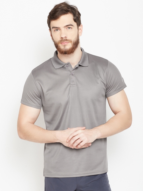 

Lotto Men Grey Solid Polo Collar T-shirt