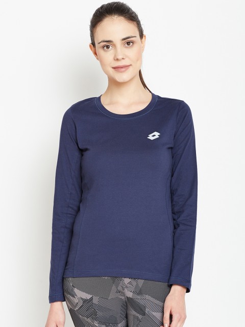 

Lotto Women Navy INDY IV Solid Round Neck T-shirt, Navy blue