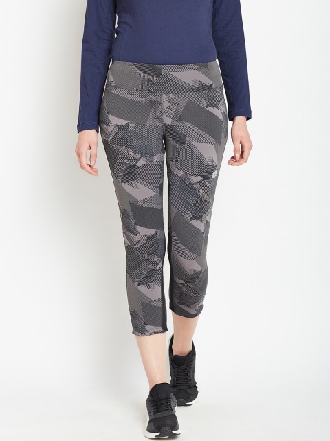 

Lotto Women Grey & Black XRIDE II Printed Running 3/4th Tights