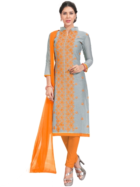 

Blissta Grey & Orange Unstitched Dress Material