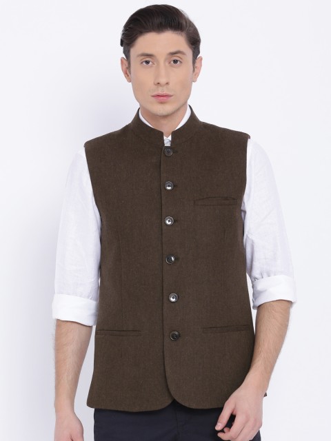 

Theme Brown Slim Fit Nehru Jacket