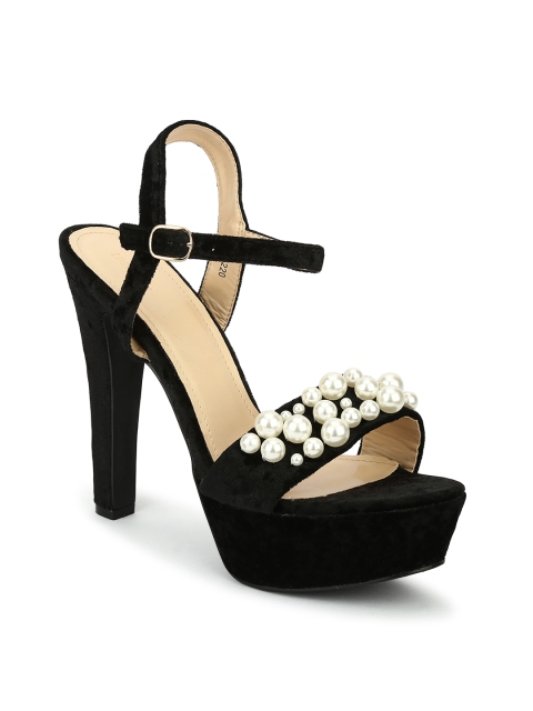 

FOREVER 21 Women Black Beaded Sandals