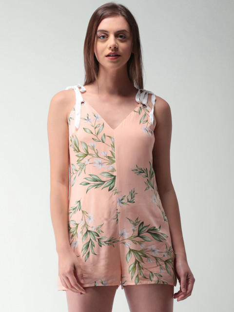 

FOREVER 21 Peach-Coloured Printed Playsuit