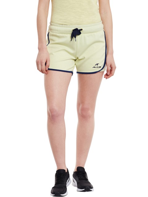 

Alcis Women Lime Green Solid Slim Fit Sports Shorts