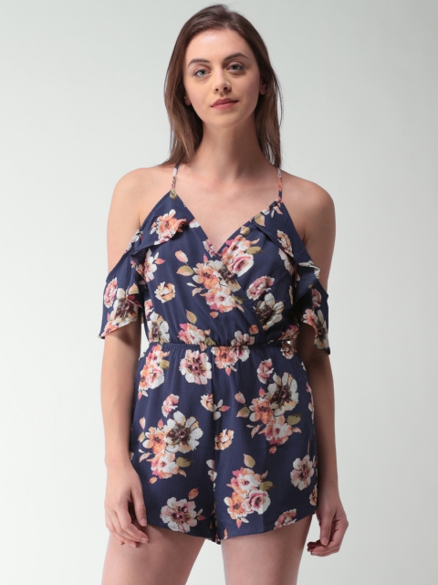 

FOREVER 21 Women Blue Printed Playsuit