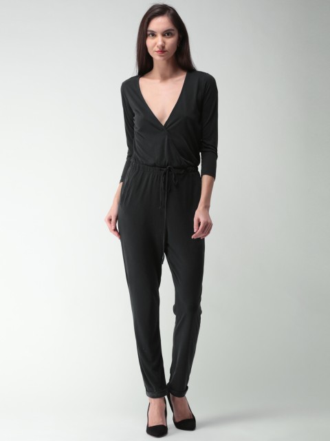 

FOREVER 21 Charcoal Grey Solid Basic Jumpsuit
